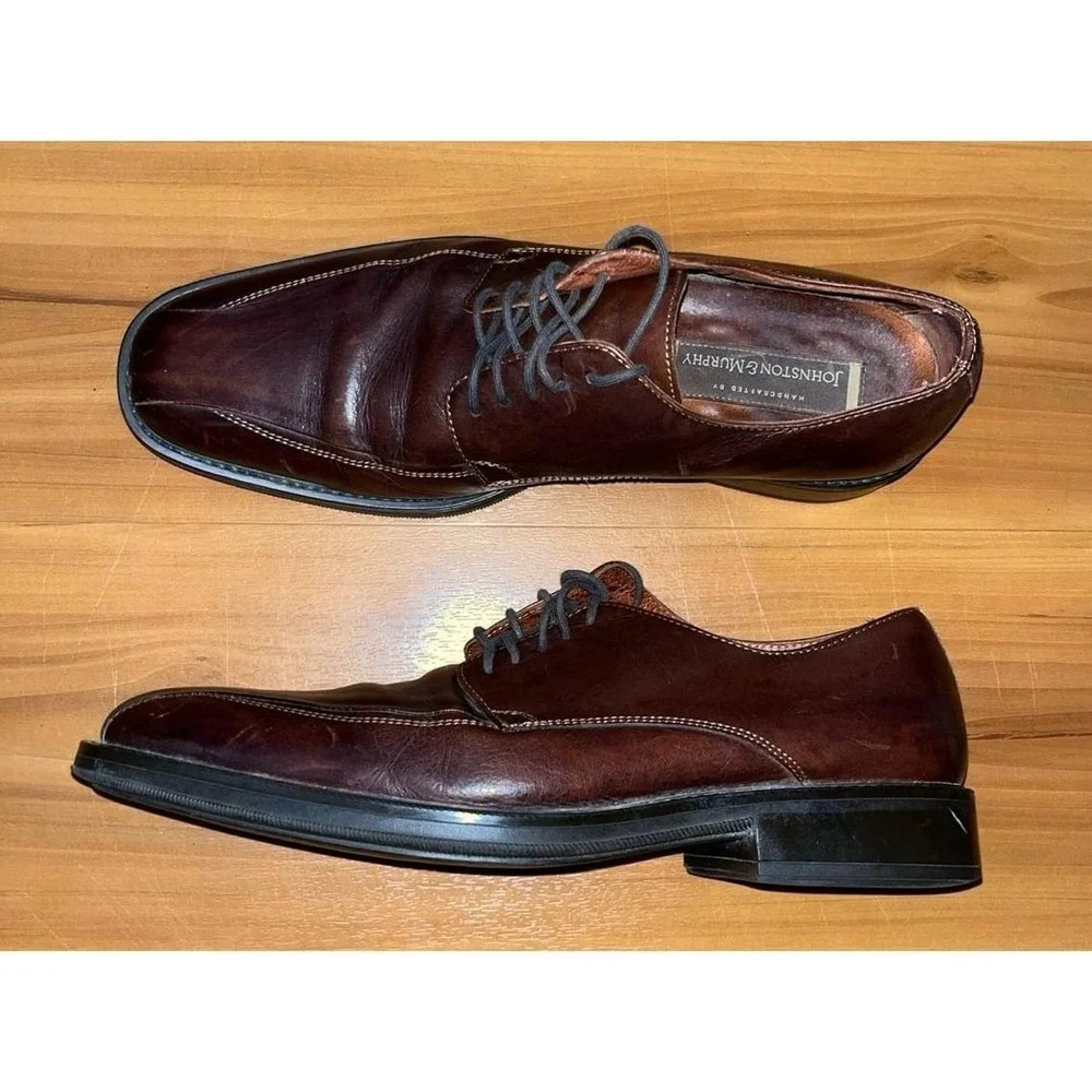 Mens Johnston & Murphy Leather Hard Bottom Oxford Dress Shoes